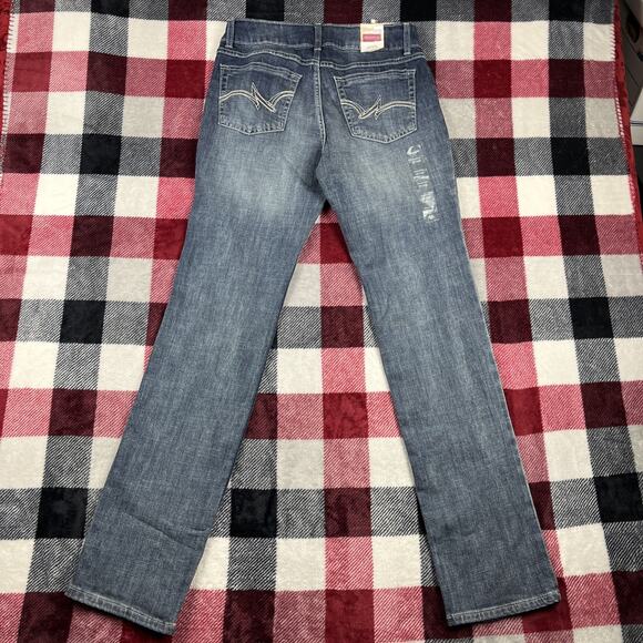 Wrangler Jeans Womens 29/7x34 Straight Leg Mid Rise Dark Wash 1009MWTMS - Picture 2 of 11